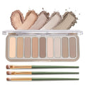 9 Colors Matte Eyeshadow Palette, High Pigmented Natural Nude Eye Shadow Makeup Palette Ultra-Blendable, Long Lasting Eyeshadow Pallete with 3 Eyeshadow Brush for Women