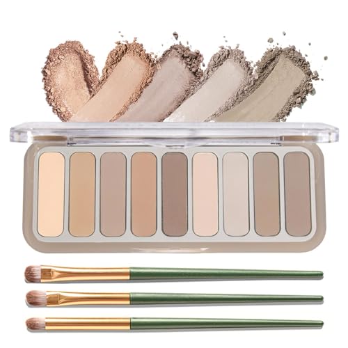 9 Colors Matte Eyeshadow Palette, High Pigmented Natural Nude Eye Shadow Makeup Palette Ultra-Blendable, Long Lasting Eyeshadow Pallete with 3 Eyeshadow Brush for Women