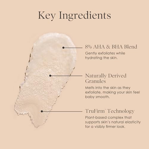 BODY FIRM Crepe Erase Refining Facial Scrub, Anti-Aging Skin Care, Exfoliating Face Wash with Gentle AHA BHA Exfoliators, Exfoliating Pre Treatment for Wrinkle & Crepe Skin, Promotes Collagen, 6 fl oz