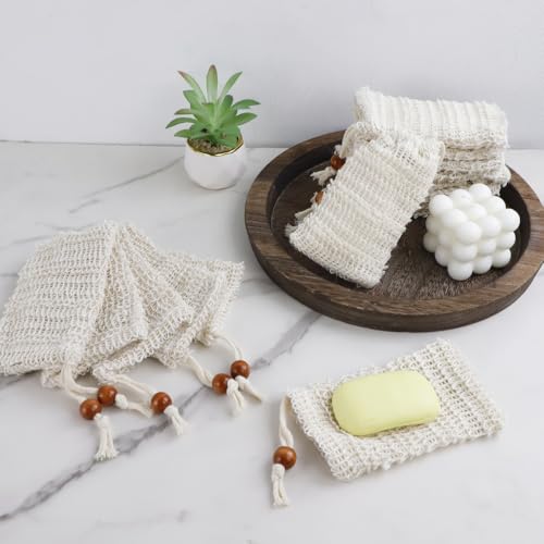 36 Pack Soap Saver Bags, Natural Cotton Linen Soap Pouch Mesh with Drawstring, Exfoliating Shower Bar Soap Holder for Bath Foaming and Drying Scrubber