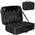 Relavel Travel Makeup Train Case Makeup Cosmetic Case Organizer Portable Artist Storage Bag with Adjustable Dividers for Cosmetics Makeup Brushes Toiletry (medium black)