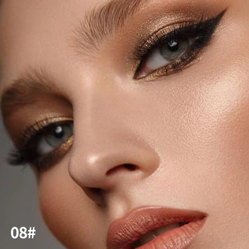Shimmer Eyeshadow Stick ?Mocha Taupe Dual-Ended Creamy Pearl Eye Shadow Pencil with Built-In Smudger, Waterproof Long-Lasting High Pigment Eye Makeup for Smooth Glide 08#
