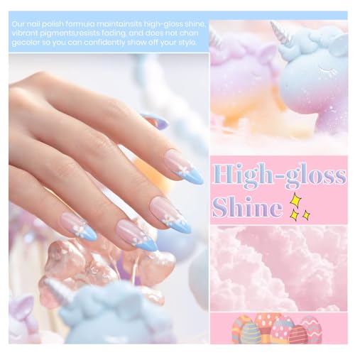 Beetles Pastel Gel Polish Set - 6 Colors Pink Yellow Blue Green Purple Soak Off Nail UV Lamp Gel Nail Kits Decorations Nail Art Gifts Easter