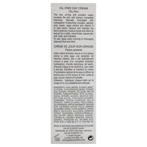 GA-DE Hydra Essential Oil-Free Day Cream - Face Moisturizer with Hydrasalinol, Salicylic Acid, Algae Extract, Vitamin E for Oily Skin - 2.54 oz