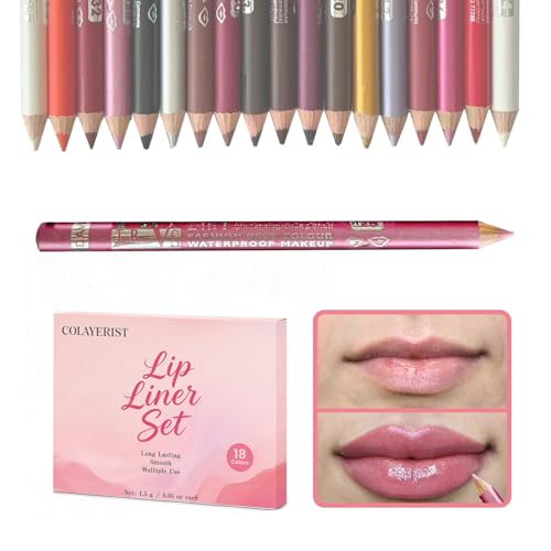 18 Colors Lip Liner Set, Lip Liner Pencil Collection, Smooth Moisturizing Waterproof Lip Liners for Precise Definition Fuller Lips, Smudge Proof Long Lasting, Beginner Friendly£¨Set 3