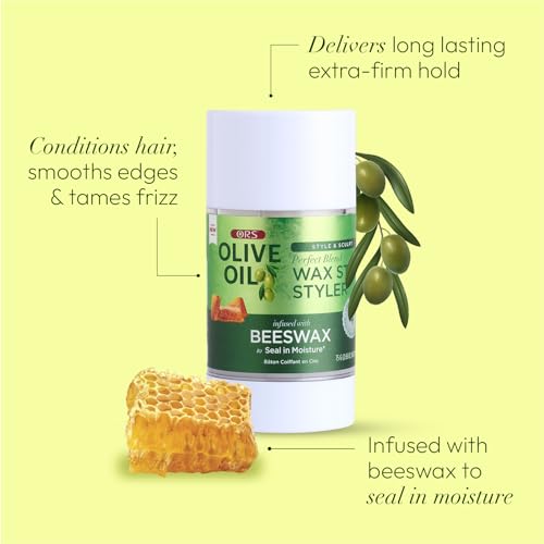 ORS Olive Oil Wrap Set Mousse Mousse and Style & Sculpt Wax Stick with Coconut & Beeswax (2 Piece Set)