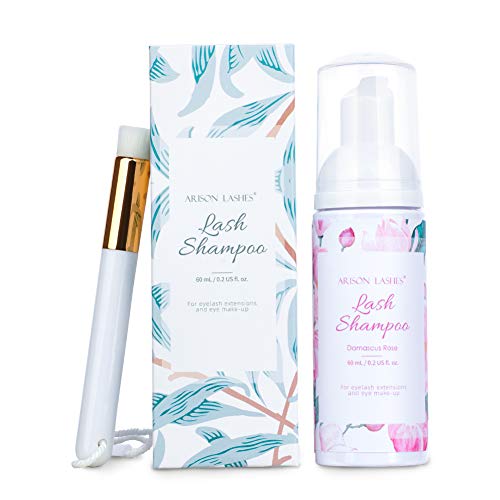 Eyelash Extension Shampoo+Brush/60ml Eyelash Foam Cleaner/Safe and Mild Without Irritation/Remove Makeup Residue & Mascara/Perfect For Salon Use And Home Care(rose)