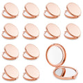 Compact Mirror, Pocket Travel Makeup Mirror for Purse, Metal Round Shell, 2-Sided 1X/2X Magnifying, Portable, Folding, Handheld, Rose Gold, 12 Pack