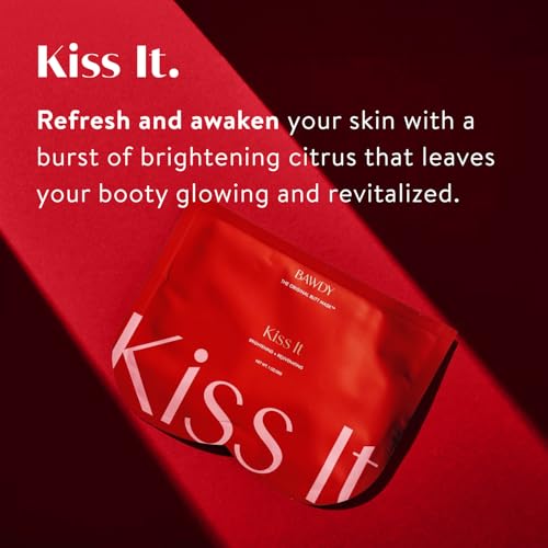 BAWDY Kiss It - Citrus Beauty Butt Mask - Illuminating + Rejuvenating - 2 Sheets, One for Each Cheek - Clean Beauty Mask for Your Butt (2 Sheets - Single Use)