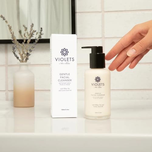 Violets Are Blue Gentle Cream Cleanser with White Tea, Carrot Seed & Evening Primrose ? Non-Foaming Face Wash for All Skin Types ? Creamy Daily Makeup Remover with Argan & Lavender Oils 100ml