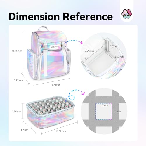 SAVILAND Nail Polish Organizer Bag: PU Leather Nail Polish Organizer Case Holds 70 Bottles (15ml-0.5 fl.oz) & Nail Lamp, Portable Nail Supplies Organizer Case Nail Organizers and Storage for Nail Tech