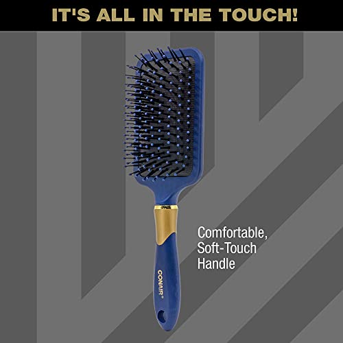 Conair Salon Results Velvet Touch Hairbrush for Thick Hair, Detangler with Nylon Bristles, 1 Count