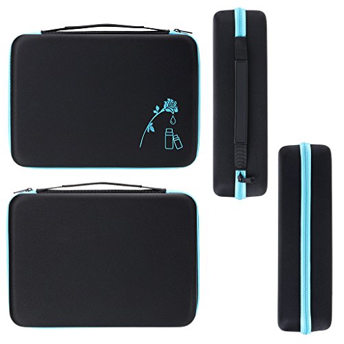 Hipiwe 70 Essential Oils Carrying Case Holds 5ml, 10ml, 15ml Bottles Hard Shell Exterior EVA Essential Oils Storage Organzier Bag with Foam Insert and Carrying Handle, Blue