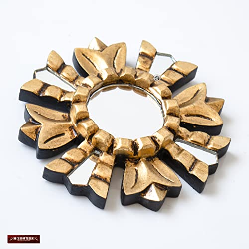 Gold Round Wall Mirror Living Room - Peruvian Hanging Mirror Valentines Day Decor Gift for Women, mon - Mirror on The Wall
