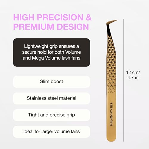 Curacoro Lash Tweezers for Eyelash Extensions - LashSmith Slim Boost Tweezer for Volume & Mega Volume
