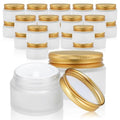 24 pack Small Clear Frosted Glass Cosmetic jars with Golden Metal Lids 2oz Bulk for Sample Lotion Cream Travel Jar Cosmetic Container