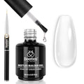 Beetles Builder Gel for Nails-Dew Glow 8-in-1 Nail Thickening Strengthening Building Apex with Liner Nail Brush for Beginner DIY Salon at Home,Clear Builder Nail Gel,UV & LED Lamp Cured Needed