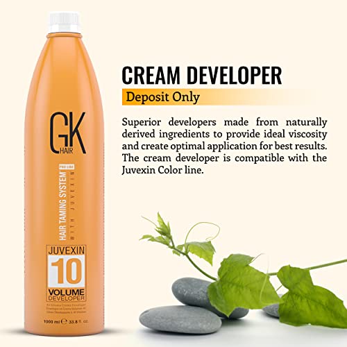 Global Keratin GK HAIR Professional Hair Creme 10 Volume Developer 33.8 Fl Oz for Hair Coloring Bleach - High-Performance Long Lasting Semi-Permanent Hair Color Toner Dye