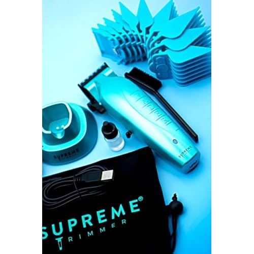 Supreme Trimmer Vader Clipper with DLC Taper Blade STC5098 | 210 Min Run Time 7500 RPM Hair Trimmer | Professional Brushless Motor Barber Clipper | Light Blue