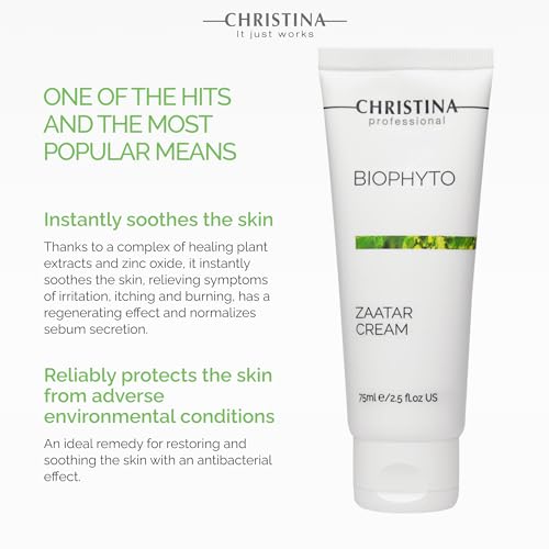 -CHRISTINA- Biophyto Zaatar Cream - 75ml - Vitamin E and Retinol Cream with Thyme & Marjoram Oil for Skin Repair - Balancing Cream for Combination, Dry, Normal, Oily and Sensitive Skin