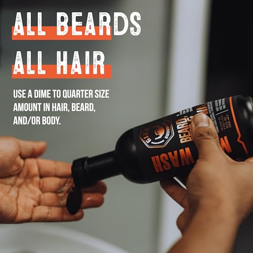 GIBS Grooming - Amber Man Wash (33.8 fl oz) 3-in-1 Beard, Hair, Body Soap - Citrus, Oak, Basil Scent - Sulfate Free - Tea Tree Oil, Hemp Oil, Protein - Mens Body Wash & Mens Shampoo - Made in USA
