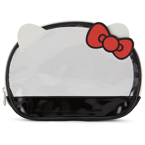 Hello Kitty Cosmetic Case Set - Girls, Boys, Teens, Adults - Officially Licensed Hello Kitty Travel Cosmetic Case 3 Piece Set (Clear Black)