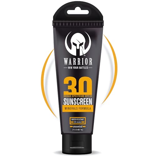 Warrior SPF 30 Sunscreen Lotion - Water Resistant, Reef Safe Lotion Sunscreen with Mineral Formula - Non-Toxic Sunscreen for Sensitive Skin - 3 OZ