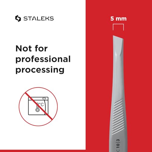 STALEKS CLASSIC 10 Type 3 Eyebrow Tweezers ? Wide Beveled Stainless Steel for Thick Brows & Comfortable Home Hair Removal