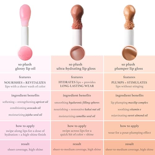 Julep So Plush Glossy Lip Oil ? Hydrating Lip Tint with Apricot, Avocado & Jojoba Oils ? Non-Sticky Shine, Moisturizing Lip Gloss for Soft, Nourished Lips ? Vegan & Cruelty-Free (01 Hot Pink)