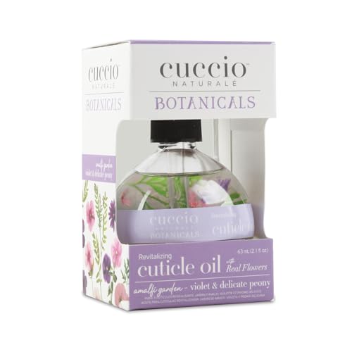 Cuccio Amalfi Garden Revitalizing Cuticle Oil (63ml) - Natural Moisturizing Skin Moisturizer for Nourishing Hand Care & Healthier Nails - Violet & Delicate Peony