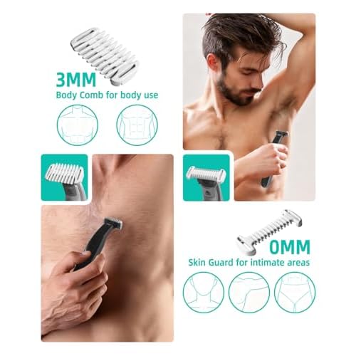 Guard Combs Kit with Case Compatible with Philips Norelco OneBlade Handles, 1/2/3/5mm Guide Combs, 0/3mm Body Comb and Protective Cap for Electric Shaver Accessories for Men
