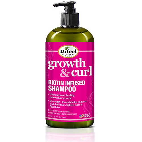 Difeel Growth and Curl Biotin Shampoo 33.8 oz. - Curly Hair Shampoo for Hair Growth, Natural Curl Shampoo