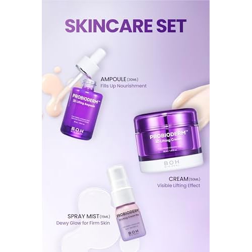 BIOHEAL BOH Probioderm 3D Lifting Skincare Set | Anti-Aging Face Moisturizer Night Cream, Ampoule & Facial Serum Spray | Korean Skin Care Kit for Firming & Hydration | K Beauty Gift Set for Women