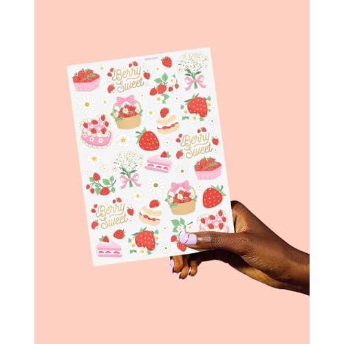 xo, Fetti Strawberry Party Temporary Tattoos - 60 Styles | Dessert Birthday Party Decorations, Berry Sweet Cute Accessory, Garden Tea Theme Favor, Summer Home Activity, Easter Basket