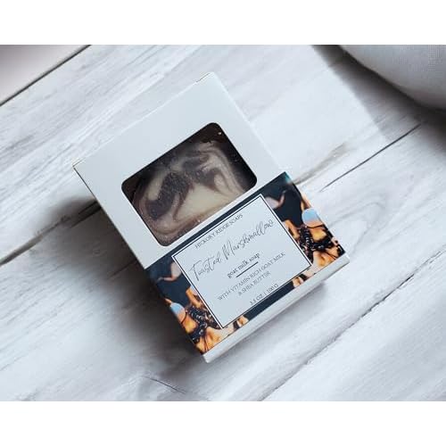 Toasted Marshmallow Goat Milk Soap Bars, 3 Bar Pack, Cold Processed, Soap for Face and Body, Cocoa Butter Soap