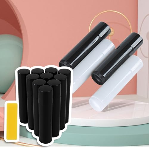 RDEXP Plastic Empty Lip Balm Containers 5ml Free Lipstick Tube Pack of 10 (Black)
