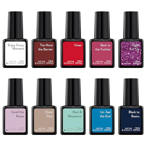 Sensationail Gel Nail Polish Color Kit, UV Everyday Multicolor Gel Nail Colors, Salon Quality, High Shine, Glossy Finish, Durable & Fast-Curing, Long Lasting, 10 Piece Giftable Set