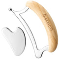 Greenstalk 2 in 1 Whole Body Stainless Steel Gua Sha Set for Muscle Relief, Wooden Massage Tools,Portable Body Scrapers Tool for Neck, Back, Feet Recovery.