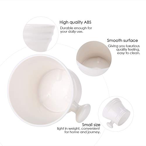 Brrnoo Shaving Bowl, Shaving Soap Bowl For Men Heat Insulation Smooth Shaving Bowl, Mug with Knob Handle, ABS Shaving Soap Bowl Foam Shaving Soap Cream Bowl (White)