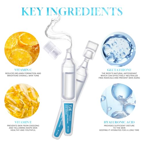 5% VC Hyaluronic Acid Serum for Face| 8-Tier Hyaluronic Acid for 72-Hour Moisture Lock | Anti-Aging, Firming & Brightening | Ceramide-Infused for Sensitive Skin Soothing -30pcs
