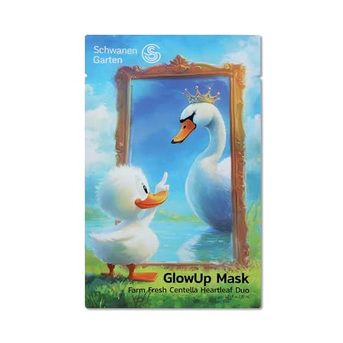 GlowUp Mask 6 EA, Farm Fresh Centella Heartleaf Duo Sheet Mask for Dry, Sensitive Skin, Hydrating, Soothing, Korean Skin Care
