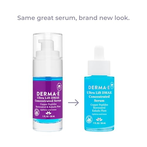 DERMA E Ultra Lift DMAE Concentrated Serum ? All Natural Skin Firming & Hydrating Serum with Copper Peptides and Resveratrol ? Concentrated Facial Skin Care, 1oz