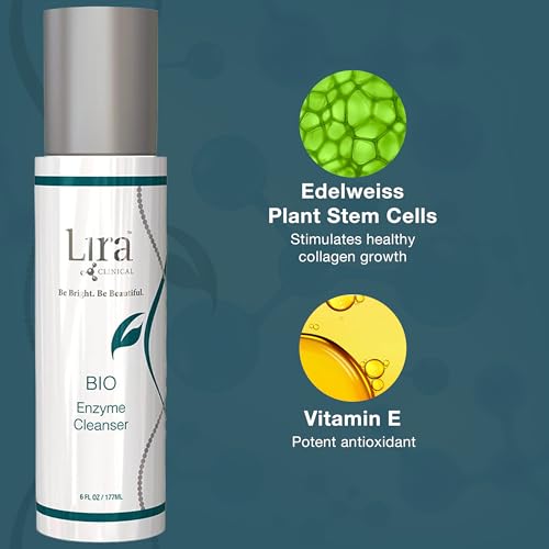 Lira Clinical BIO Enzyme Cleanser for Sensitive Skin Control - Papaya Enzyme Gel Face Wash - Hydrophilic Exfoliating Facial Cleanser - Deep Cleansing Skincare with Hydrating Care - 6 Oz