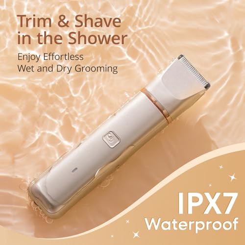 VG VOGCREST Bikini Trimmer for Women: 2-in-1 Rechargeable Painless Body Shaver - Portable Travel-Friendly Pubic Grooming Kit for Underarm Leg Arm