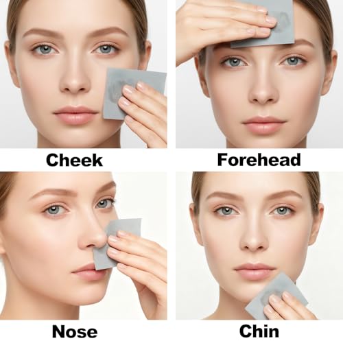 Oil Blotting Sheets for Face - 500 Sheets with Mirror & Puff | Super Absorbent Oil Control Film for Work, Gym & Events | Makeup-Friendly, Natural Blotting Papers for Oily Skin | Women, Men & Teens