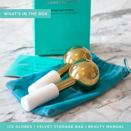Stainless Steel Ice Globes for Facials (Gold), Durable Cryo Globes Instantly Reduce Puffiness, Tighten Pores and Sinus Relief, Facial Massages and Daily Beauty Routines