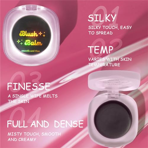 Color Changing Blush,Magical Temperature Change Powder Blusher Cream For Cheeks £¬Eyes And Lips Tint Makeup,Lasting Moisturizing Rouge, Brightening, High Gloss Black Powder Blusher Cream (Pink+Rose)