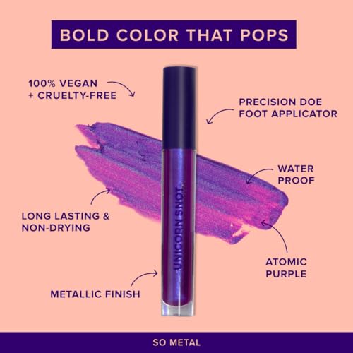 UNICORN SNOT Liquid Metal Lip Paint | Intense Pigment, Non-drying, Metallic Lip Color Makeup | Vegan & Cruelty-free Lip Makeup - BOOM (Atomic Purple)
