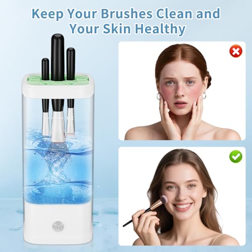 Electric Makeup Brush Cleaner -7000 RPM Plug-In Automatic Brush & Sponge Cleaning Machine with Fast Dry Function - IP65 Waterproof Makeup Brush Cleaner