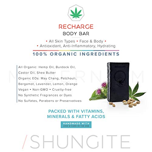 Modern ?M Shungite Recharge Bar Soap | Vegan, Non-GMO Soap for All Skin Types Face and Body | Made In U.S.A (1 Count (Pack of 1)